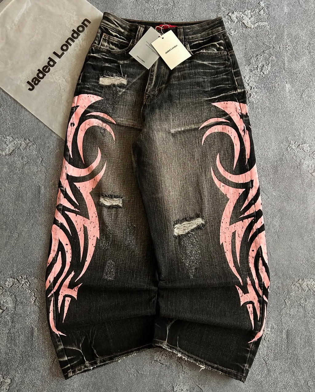 Jaded London Tribal Side-Print Wide-Leg Jeans｜ジェイデッドロンドン トライバル サイドプリント ワイドデニム