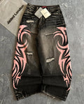 Jaded London Tribal Side-Print Wide-Leg Jeans｜ジェイデッドロンドン トライバル サイドプリント ワイドデニム