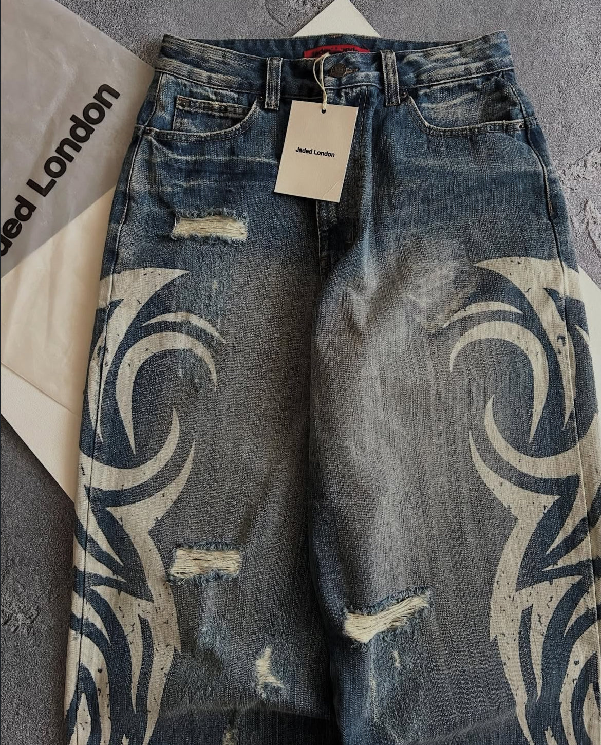 Jaded London Tribal Side-Print Wide-Leg Jeans｜ジェイデッドロンドン トライバル サイドプリント ワイドデニム