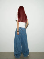 Folding-waist Wide Jeans