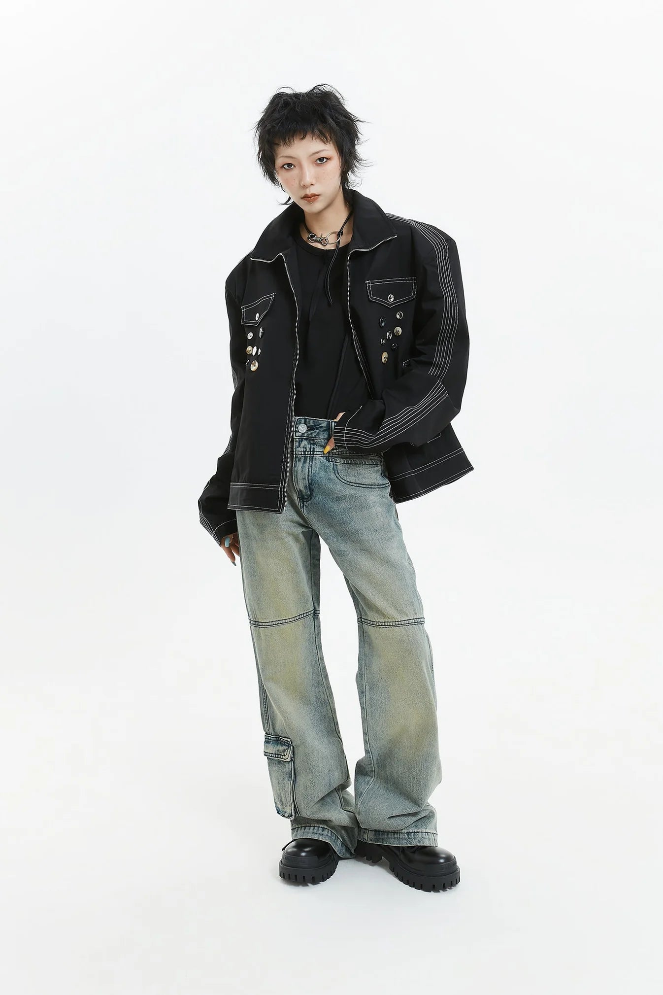 American badge design oversized jacket