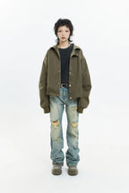 Retro Street Style Stand Collar Jacket