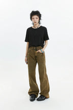 Retro Brown Straight Denim