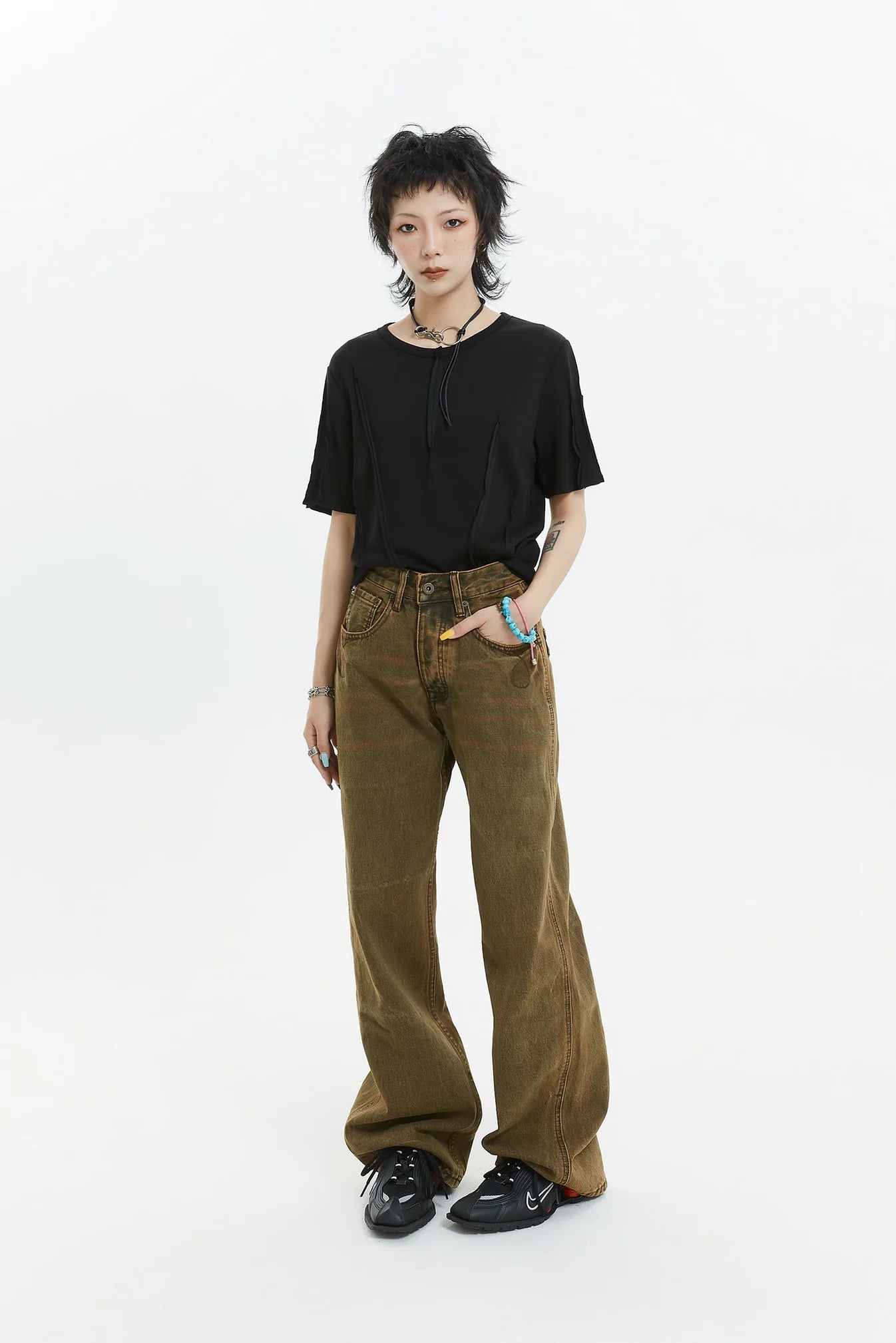 Retro Brown Straight Denim