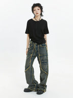 American Retro Fringe Straight Denim