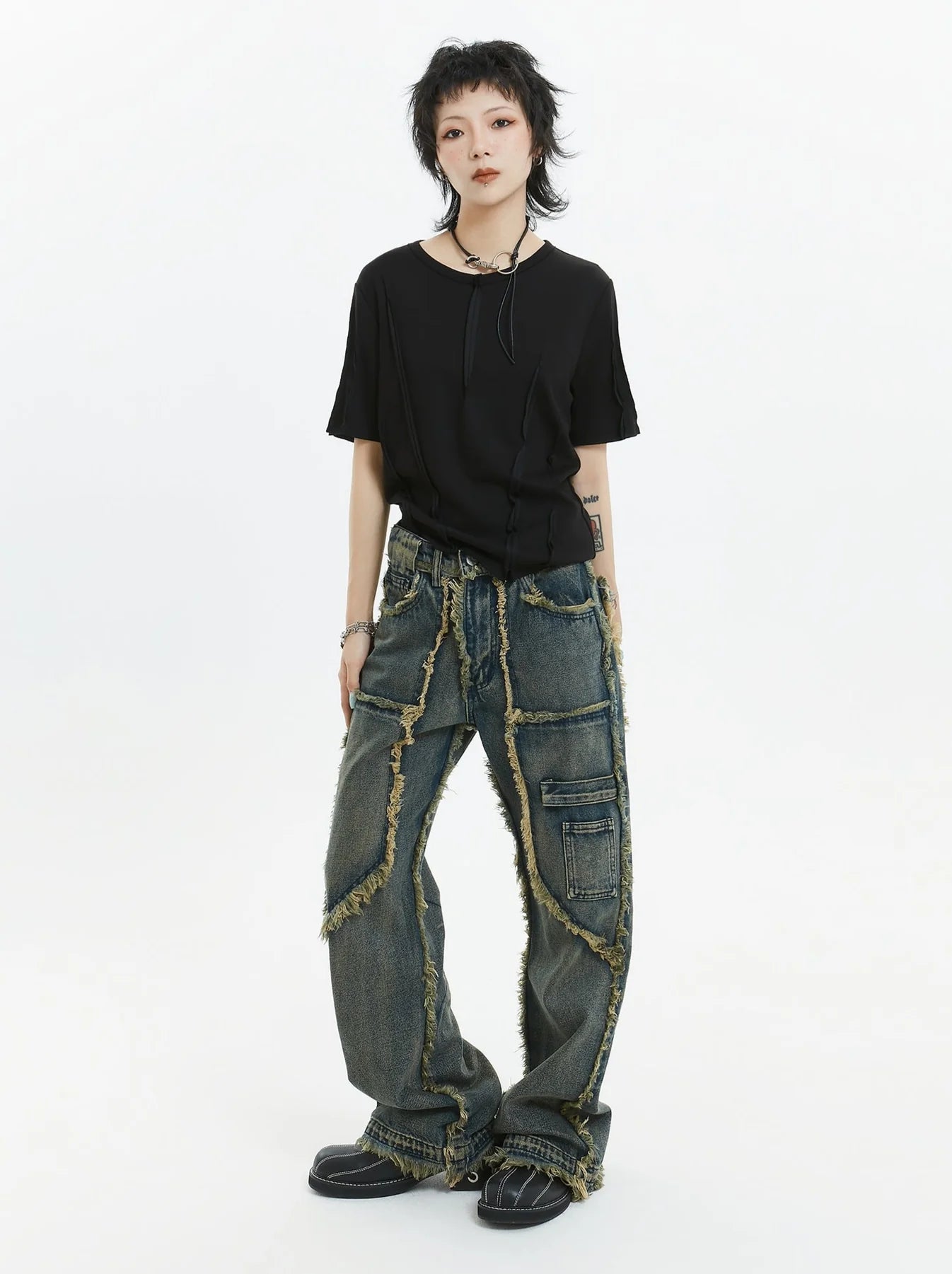 American Retro Fringe Straight Denim