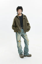 Retro Street Style Stand Collar Jacket