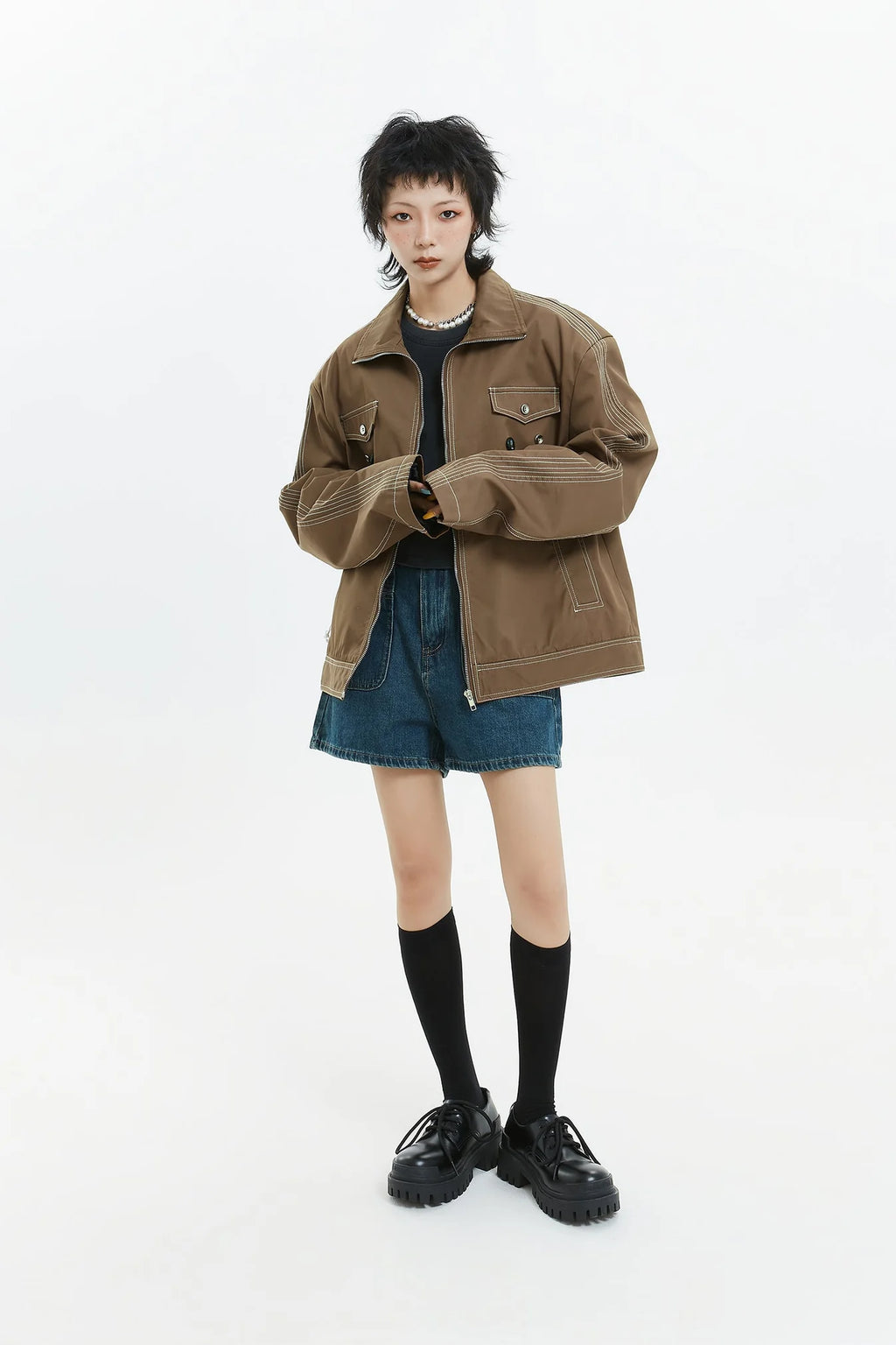 American badge design oversized jacket