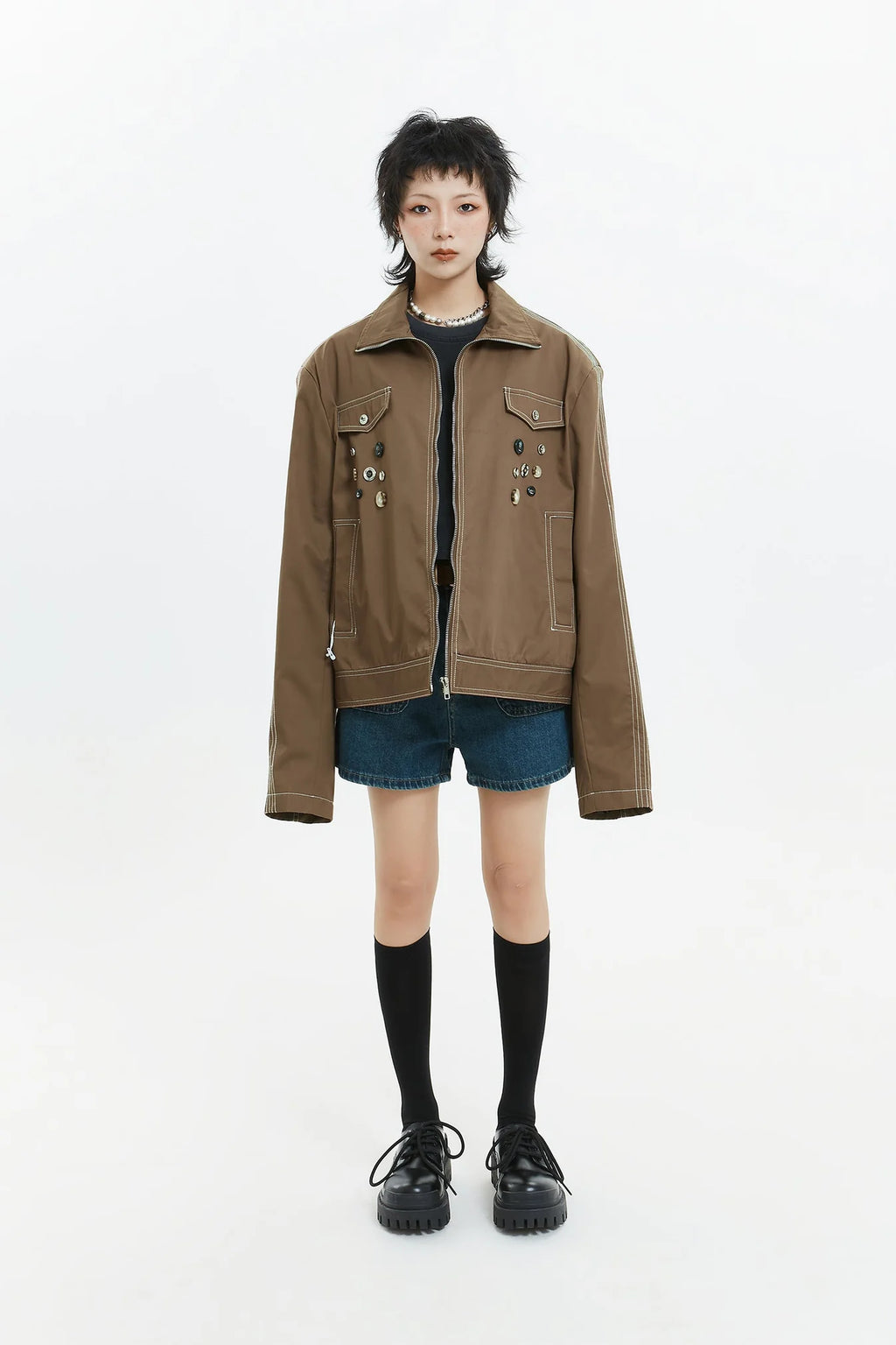 American badge design oversized jacket