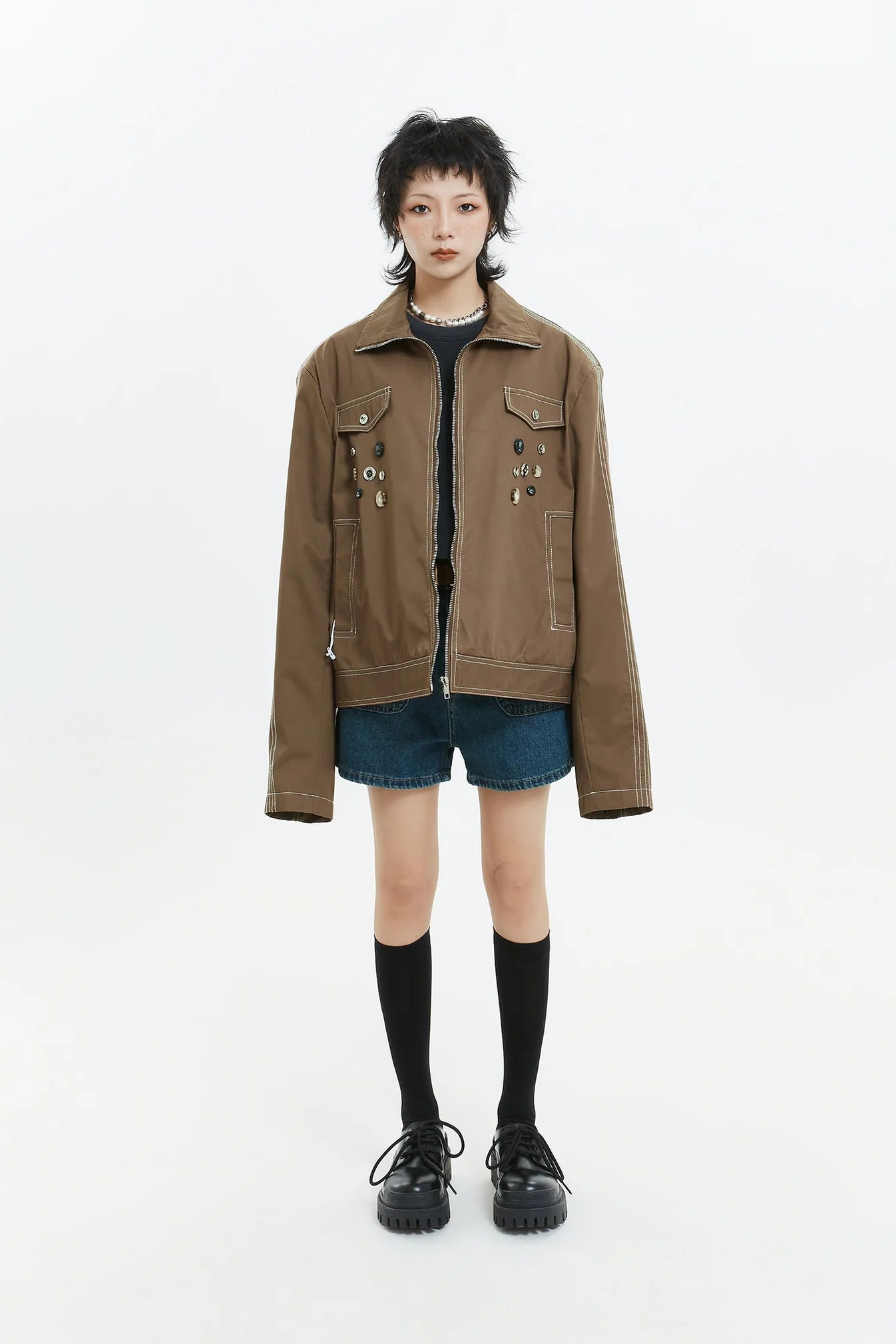 American badge design oversized jacket