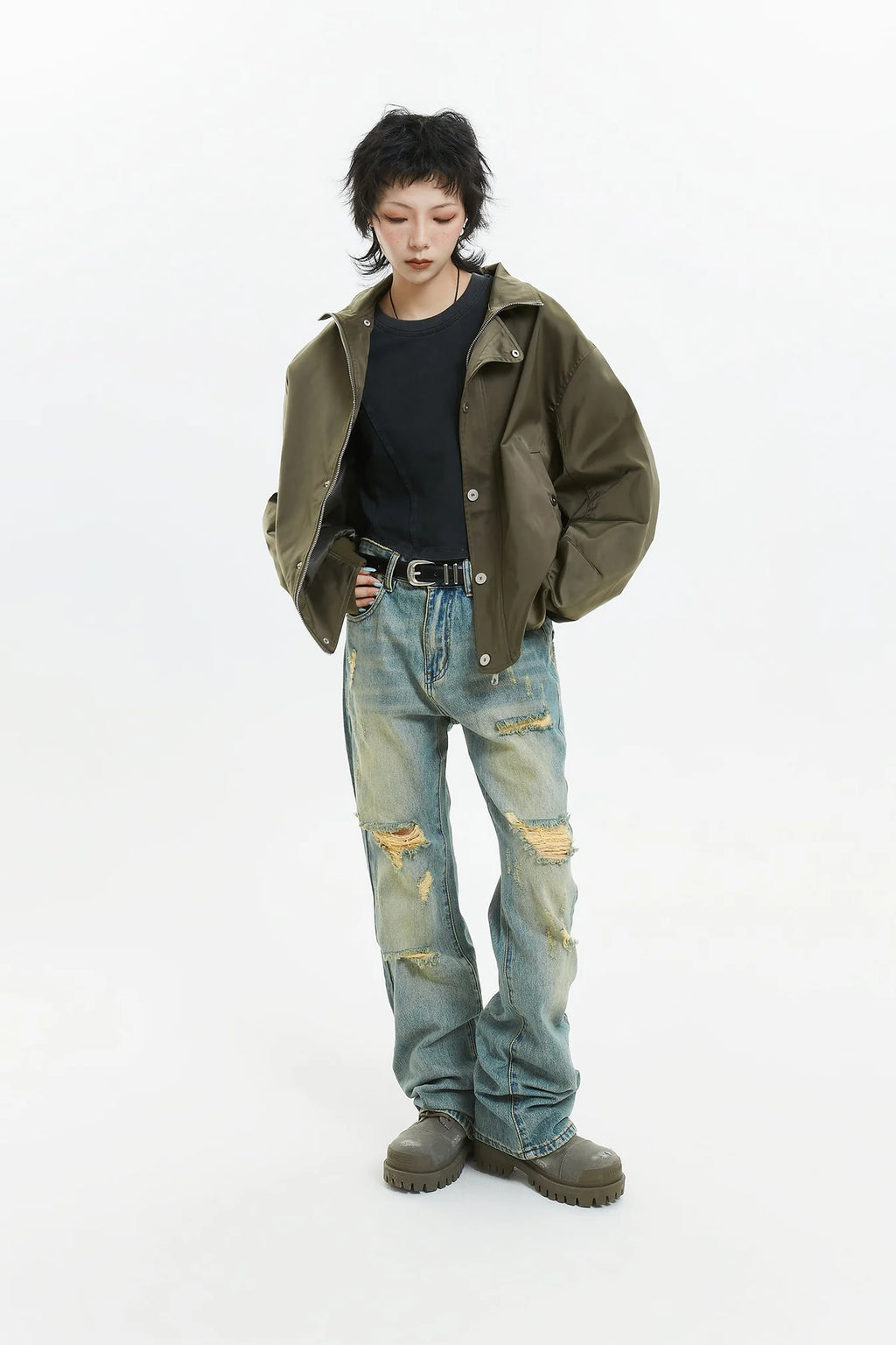 Retro Street Style Stand Collar Jacket