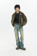 Retro Street Style Stand Collar Jacket