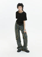 American Retro Fringe Straight Denim