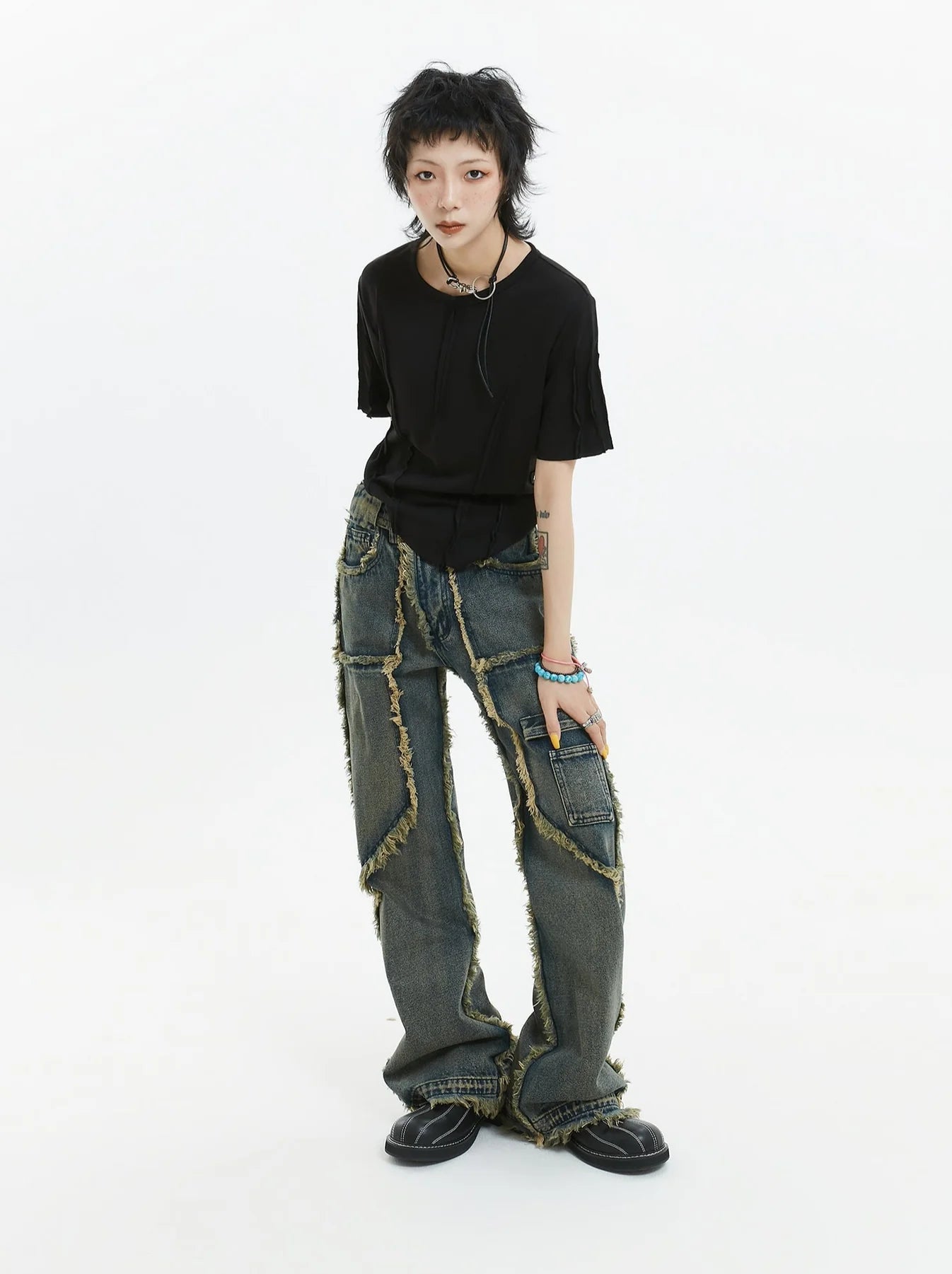 American Retro Fringe Straight Denim
