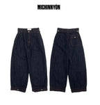 Red Line Stitch Wide Jeans