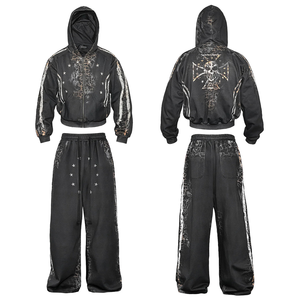 LOSECONTROLEDGE Zip Hoodie&Pants Set Up
