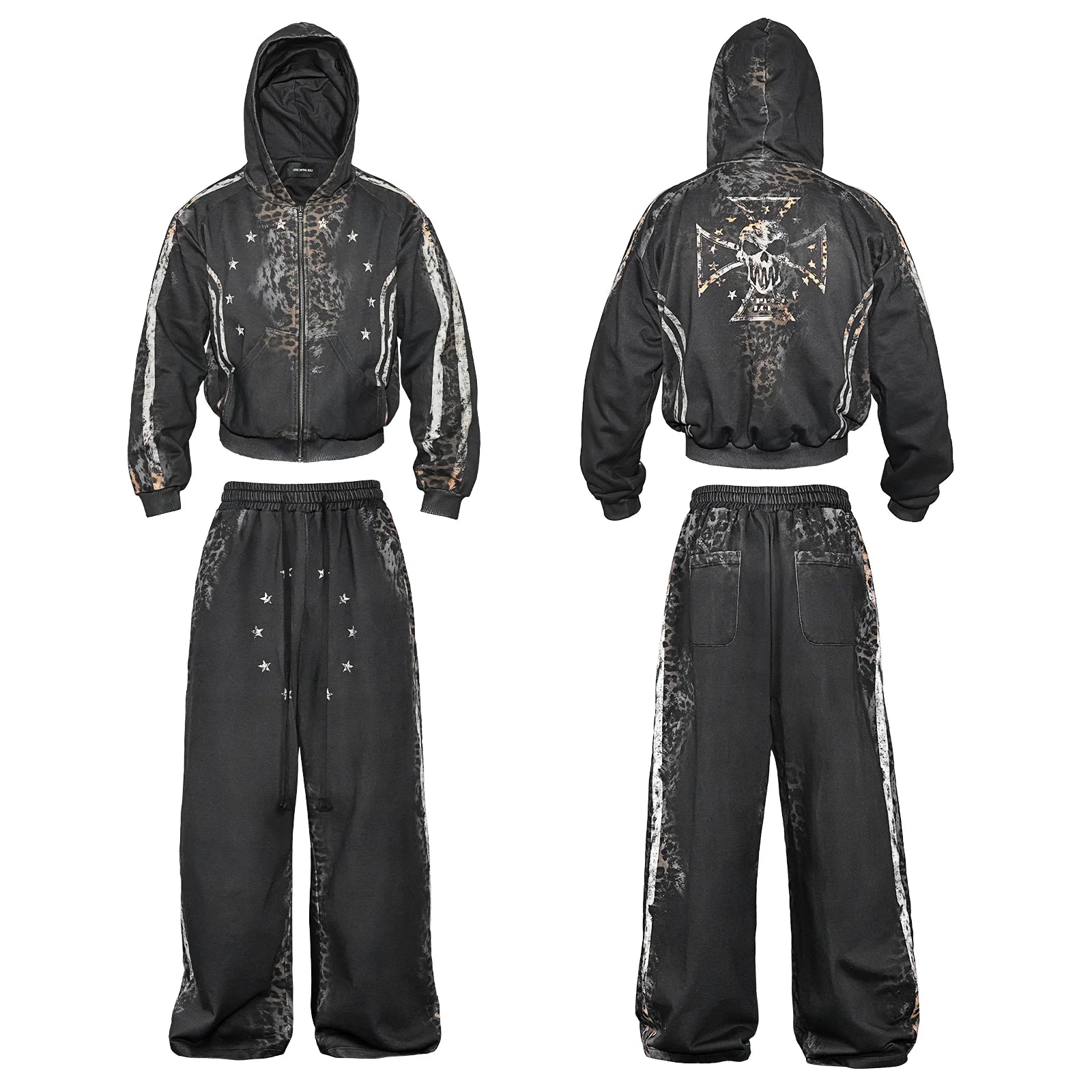 LOSECONTROLEDGE Zip Hoodie&Pants Set Up