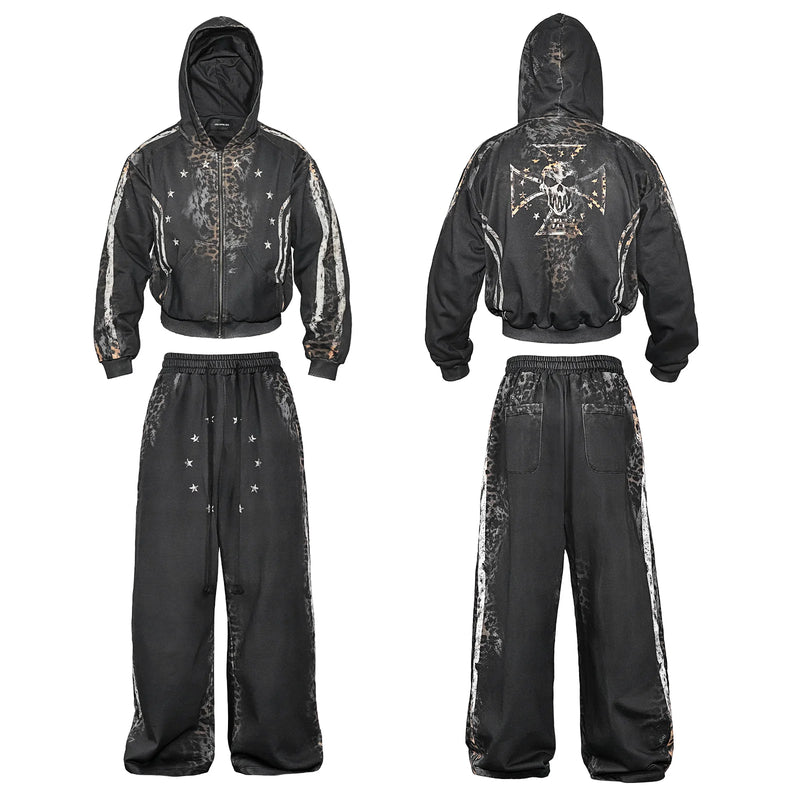 LOSECONTROLEDGE Zip Hoodie&Pants Set Up