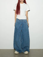 Folding-waist Wide Jeans