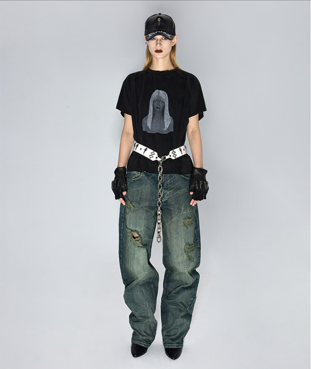 Fourth3ex 25SS Water ripple scimitar jeans