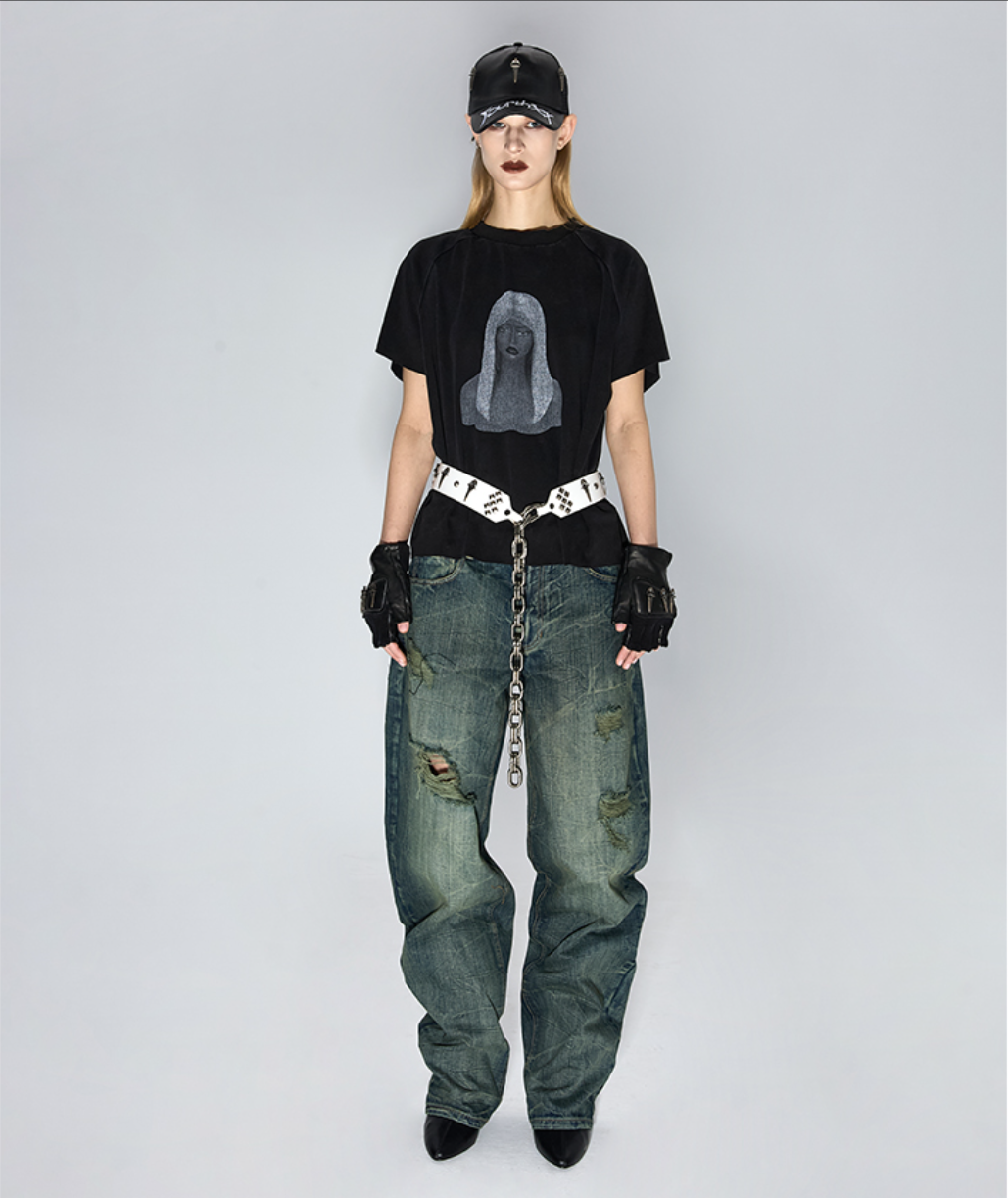 Fourth3ex 25SS Water ripple scimitar jeans