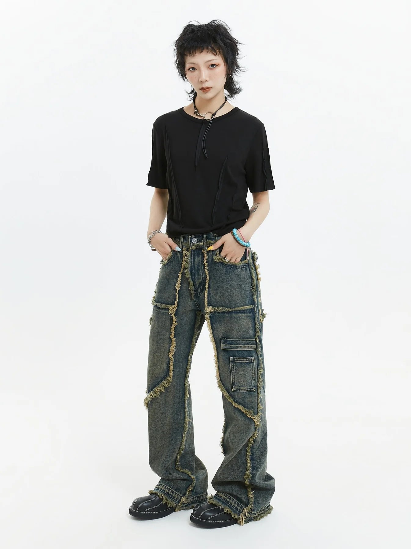 American Retro Fringe Straight Denim