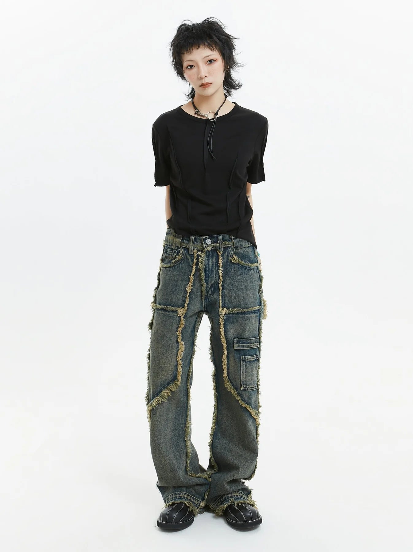American Retro Fringe Straight Denim