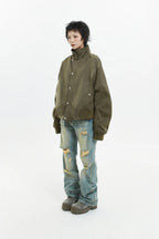 Retro Street Style Stand Collar Jacket