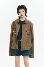 American badge design oversized jacket