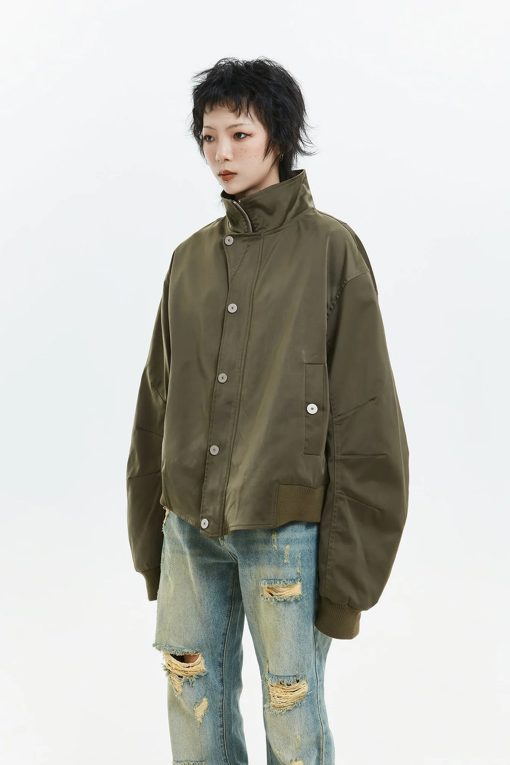 Retro Street Style Stand Collar Jacket