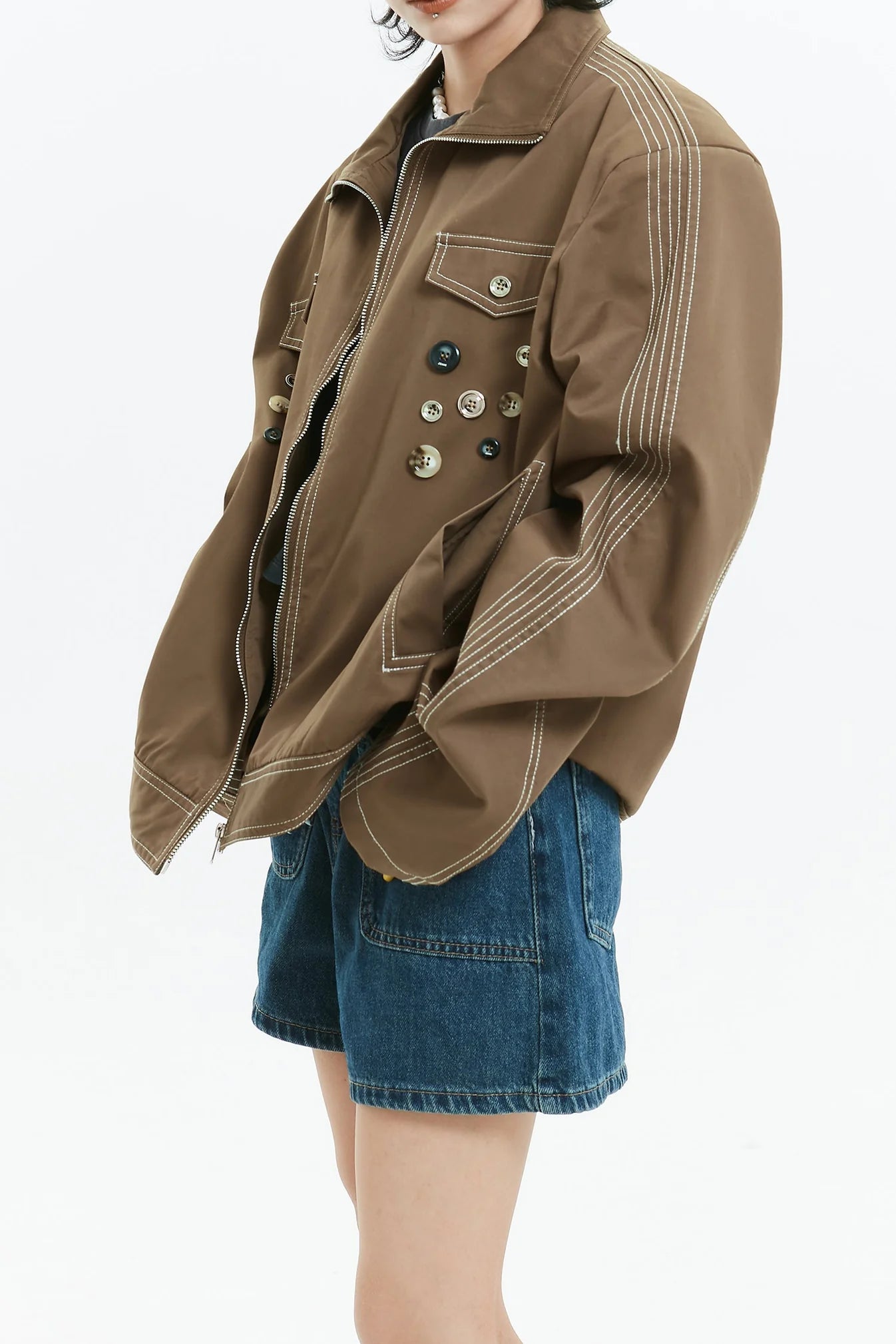 American badge design oversized jacket