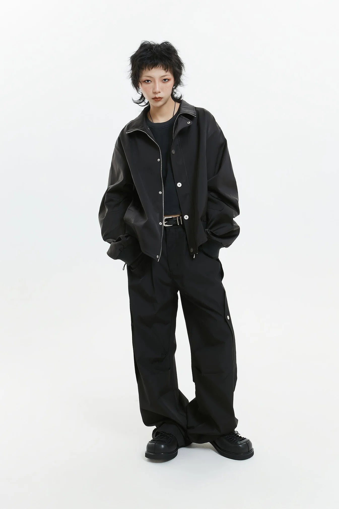 Retro Street Style Stand Collar Jacket