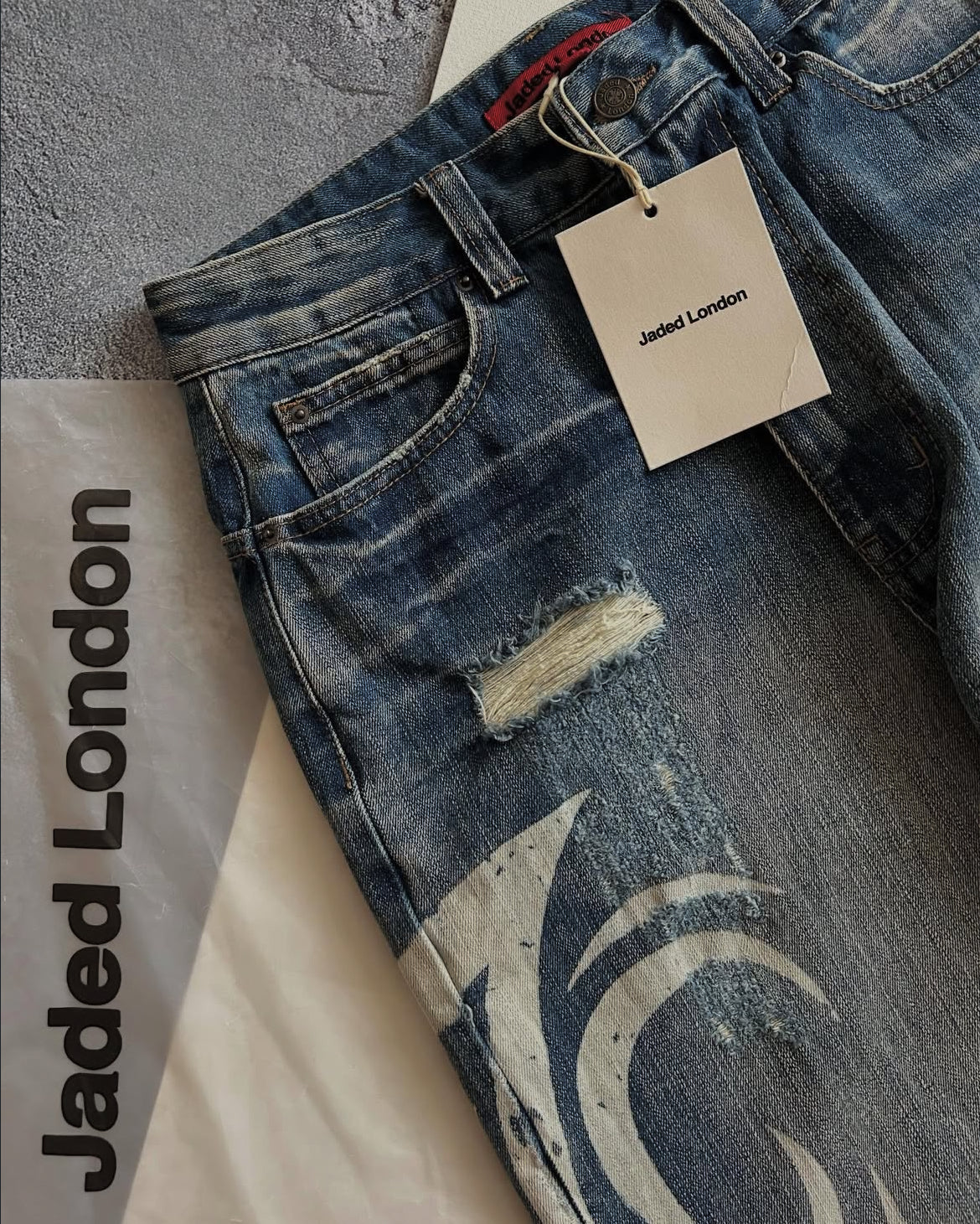 Jaded London Tribal Side-Print Wide-Leg Jeans｜ジェイデッドロンドン トライバル サイドプリント ワイドデニム