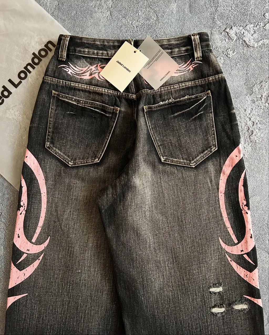 Jaded London Tribal Side-Print Wide-Leg Jeans｜ジェイデッドロンドン トライバル サイドプリント ワイドデニム