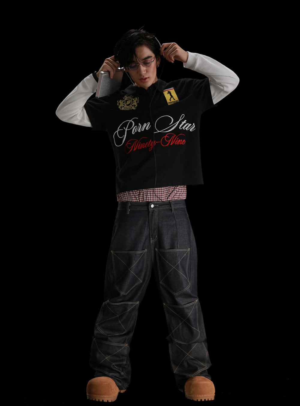 [99CLUB] Pornstar Embroidered Layered Polo Shirt