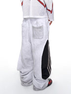 Two Tone Double Waist Wide Leg Pants FB9864