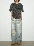 Damage-Washed Wide Jeans FB4786