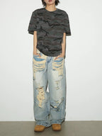 Damage-Washed Wide Jeans FB4786