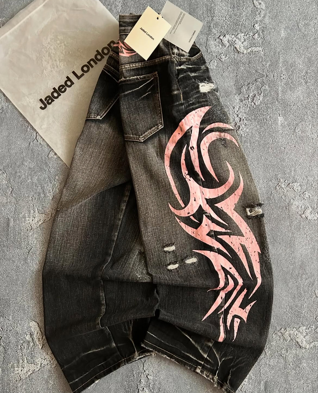 Jaded London Tribal Side-Print Wide-Leg Jeans｜ジェイデッドロンドン トライバル サイドプリント ワイドデニム