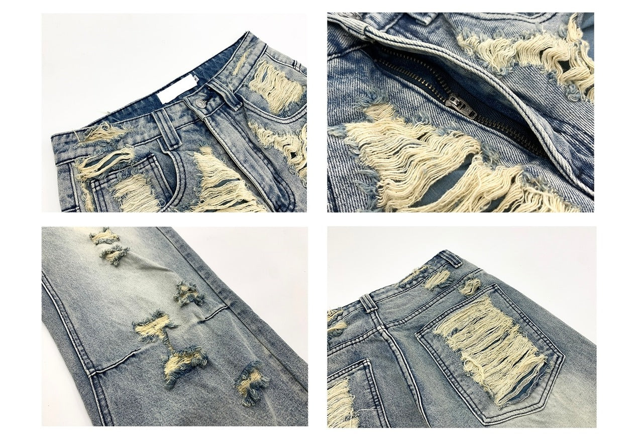 Damage-Washed Wide Jeans FB4786