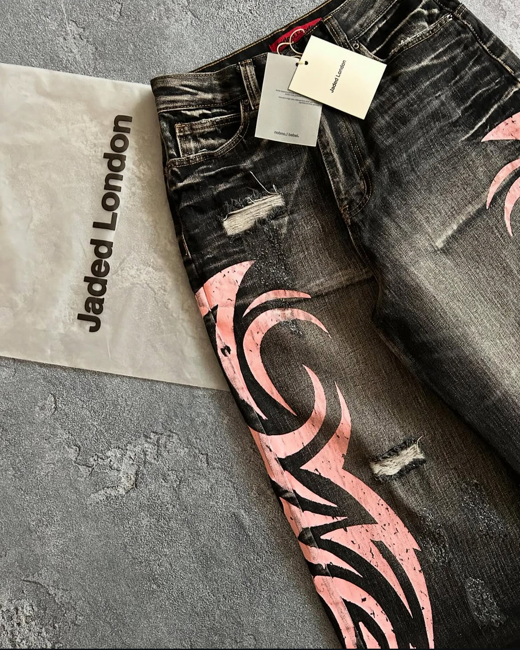 Jaded London Tribal Side-Print Wide-Leg Jeans｜ジェイデッドロンドン トライバル サイドプリント ワイドデニム