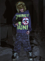 [99CLUB] Hoodie with Distressed Graphic Print