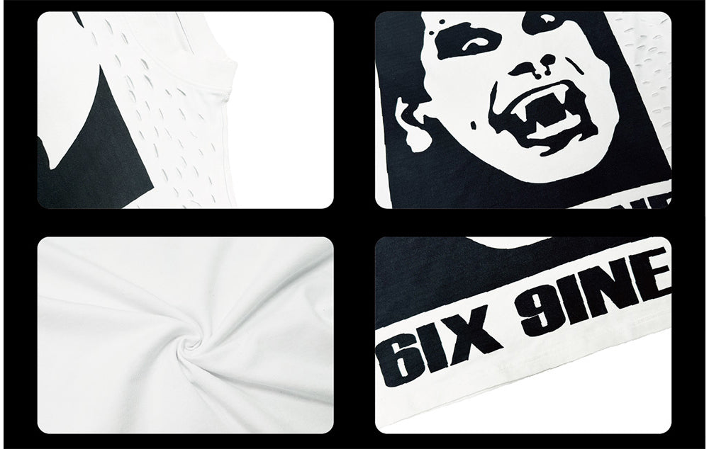 【99CLUB】 Vampire Graphic Cutout Tee