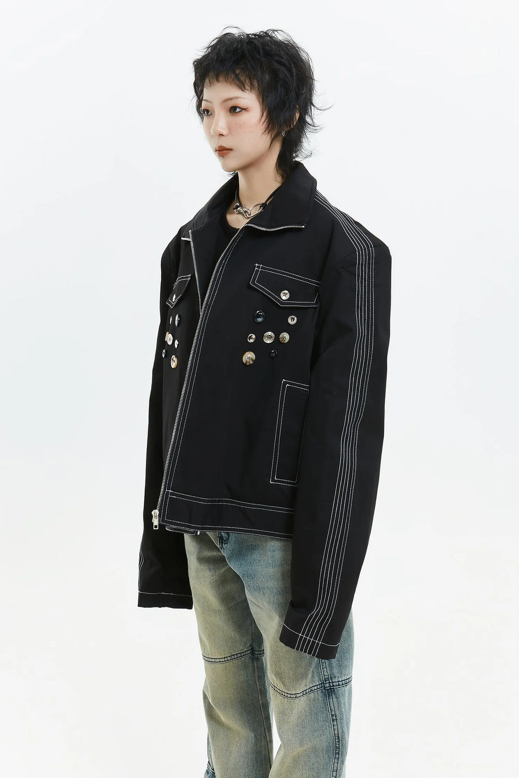 American badge design oversized jacket