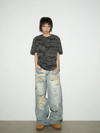 Damage-Washed Wide Jeans FB4786