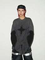 Distresed contrast sweat