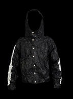 [99CLUB]Five-Stripe Hooded Crinkle Jacket