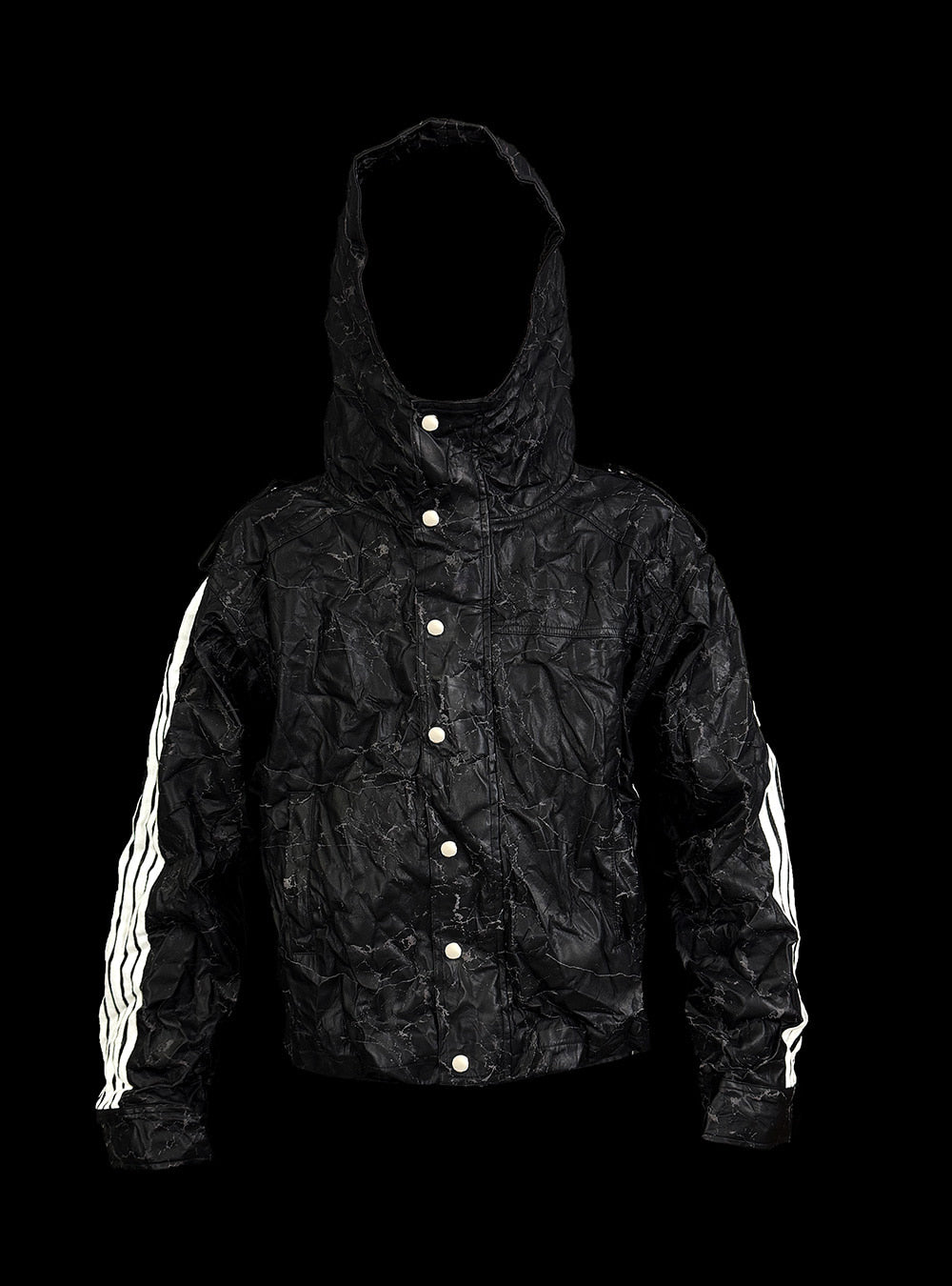 [99CLUB]Five-Stripe Hooded Crinkle Jacket