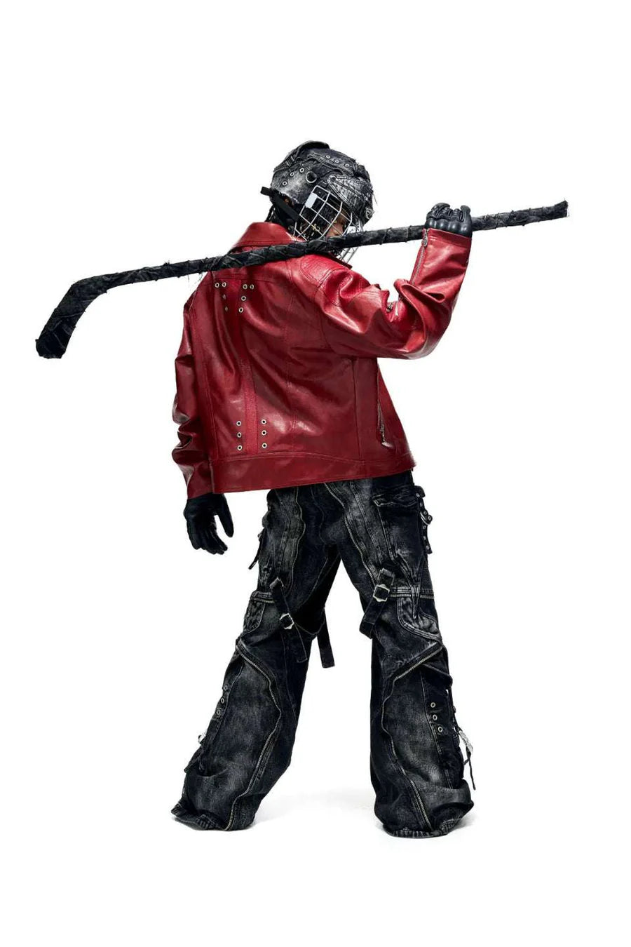 a line baggy jeans with hardware details