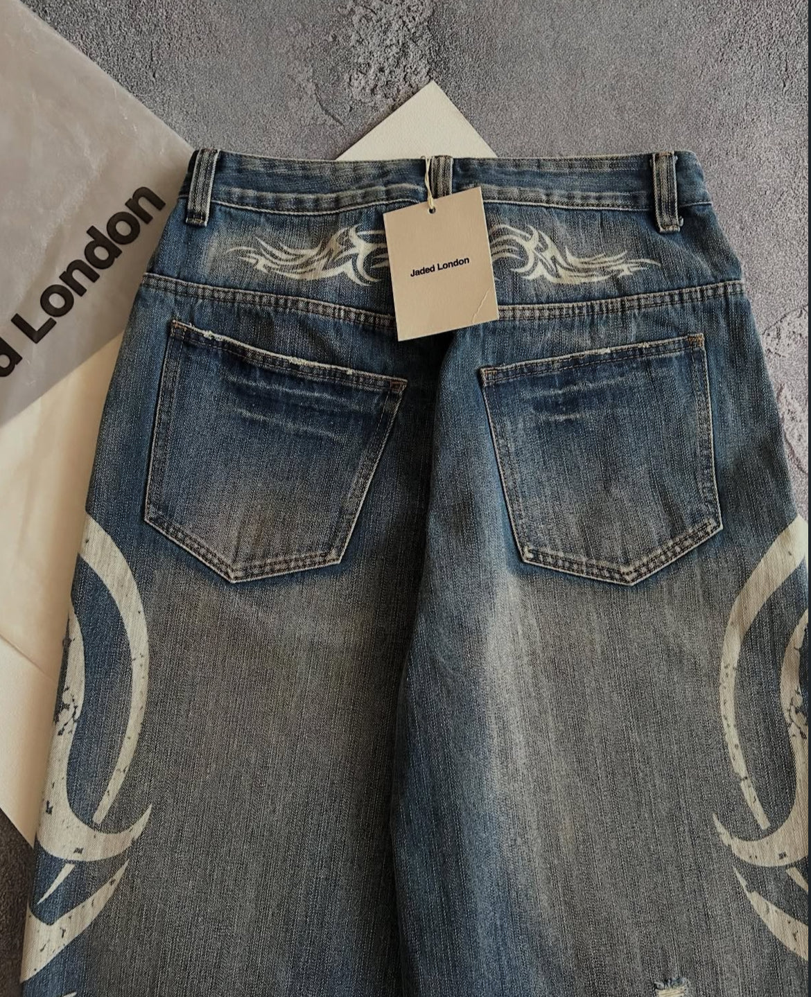 Jaded London Tribal Side-Print Wide-Leg Jeans｜ジェイデッドロンドン トライバル サイドプリント ワイドデニム